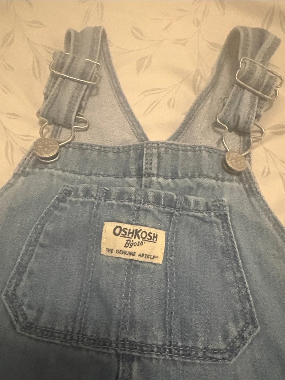OshKosh B'gosh Denim Floral Tiered Overall Skirt - Light Blue/Purple/Pink